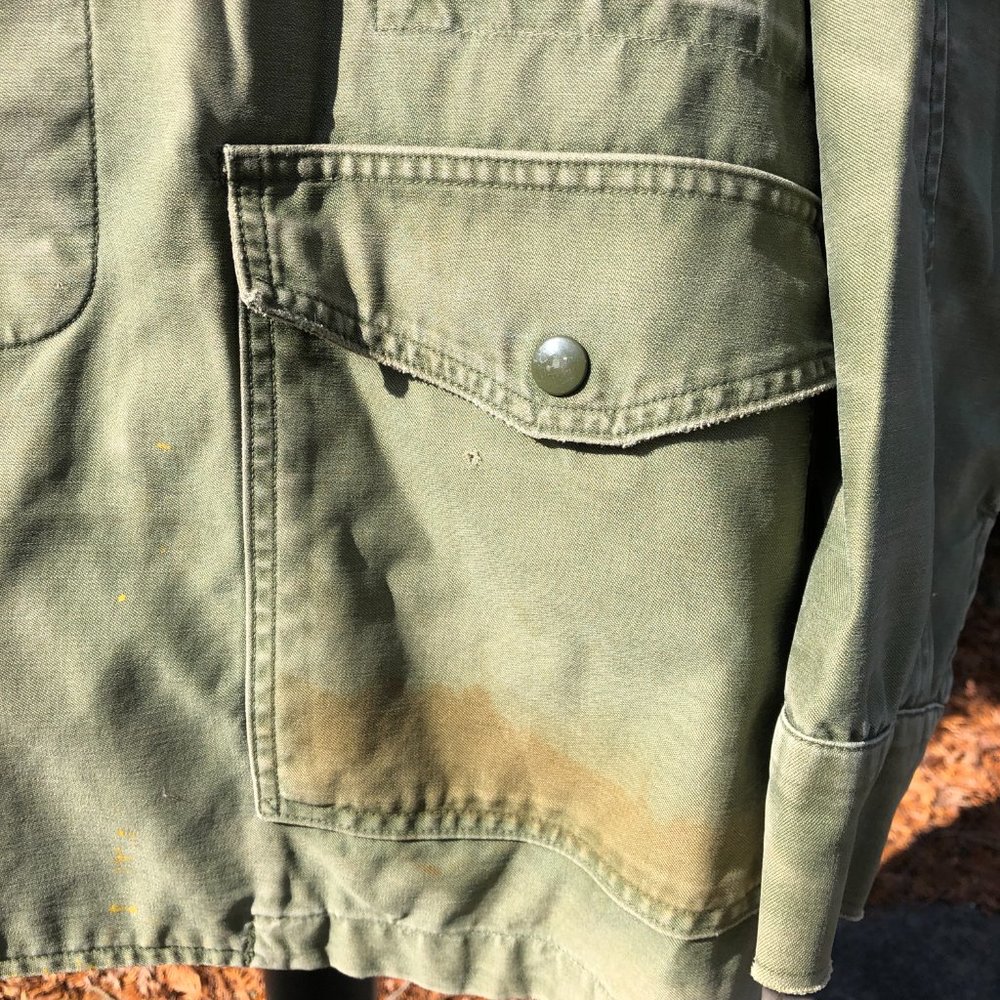 Vintage Men's US Air Force Military Jacket Hood Patches Med Reg Cotton OG 107 - Picture 3 of 12